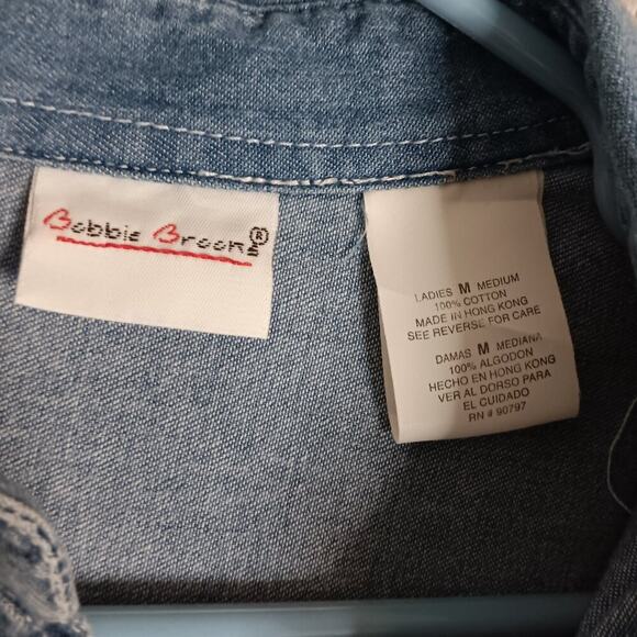 Bobbie Brooks Vintage Denim Shirt Womens Size M Blue X-Mas Bears Embroidered - Picture 7 of 15